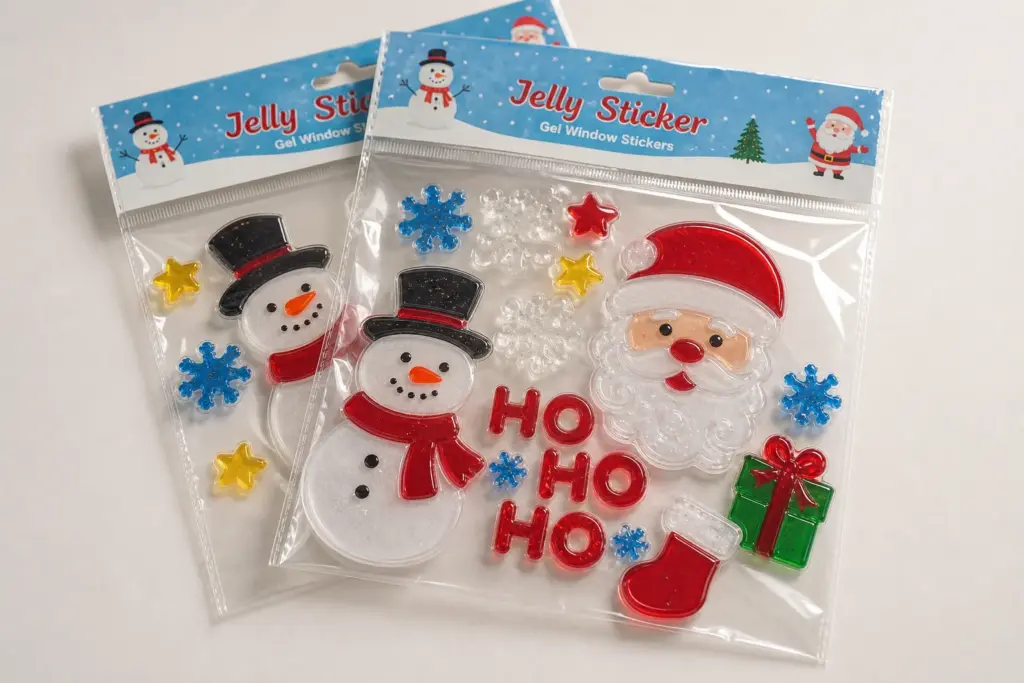 Christmas gel clings for seasonal window decoration
