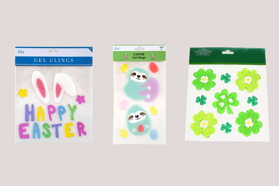 Custom gel cling packaging with header card insert card and barcode label options