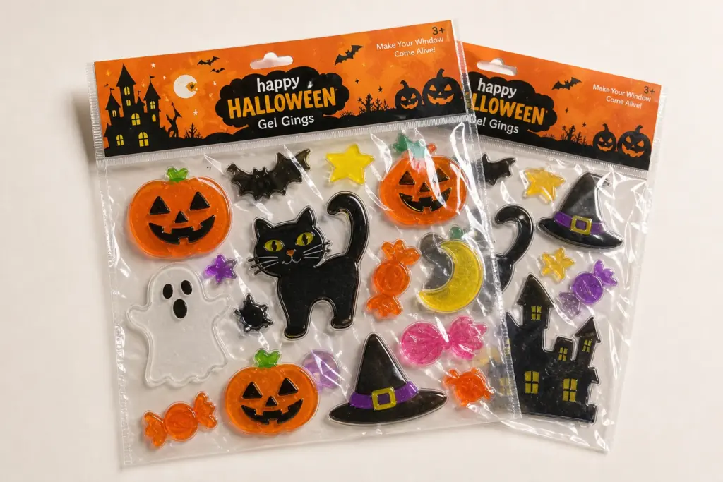 Halloween gel clings for seasonal window display